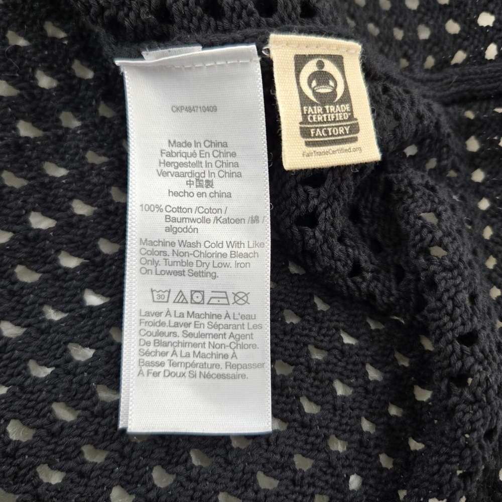Madewell 100% Cotton Open-Stitch Polo Cardigan Sweater in Black. Size Large. - Picture 10 of 11